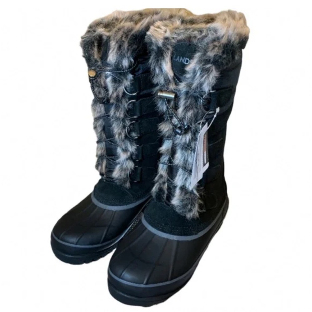 LANDSEND Hillary Snow Boots, Warm Winter Boots, Rugged, Faux Fur With Side Zip